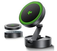 THREEKEY Caricatore Wireless Auto per Magsafe, Qi2 15W Supporto Telefono Auto Magnetico, Car Phone Holder Ricarica Wireless Con Rotazione a 360° per iPhone 16/15/14/13/12 e Samsung S25, Nero