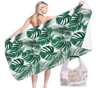 ThrenodyToy Telo Mares Tropicale, Telo Mare Microfibradi 160x80cm, Telo Mare Tropical Leaf with Storage Bag, Asciugatura Rapida Adattoper Spiaggia Palestra Viaggi Sauna