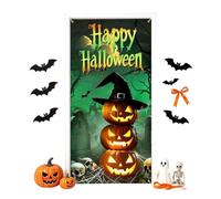 Thrilling Door Art: With its vivid pumpkin and ghost theme, this Hallowee | Thrilling Door Art: With its vivid pumpkin and ghost theme, this Halloween door cover stands out as an eye-catching centerp