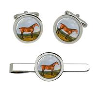 Thrysis, Un Cavallo Da Caccia Di Herring Cufflinks E Set Di Clip Per Cravatta