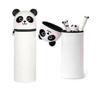 Thryviel Kawaii Astuccio Scuola 2 in 1 in Morbido Silicone, Telescopico Astuccio 2-in-1 con Cerniera, 2 in 1 astuccio retrattile penna, Chiusura con Cerniera, Penne Pastelli Pennarelli (#07 - Panda)
