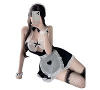 THSCWY Maid Outfit Halloween Maid Costume Cosplay Sweet Classic Apron Maid Dress Black