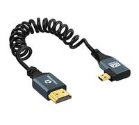 Thsucords Cavo a Spirale da 8K Micro HDMI a HDMI, 90 Gradi Angolo Destra, HDMI a Micro HDMI Maschio a Maschio, Supporta 8K @60 Hz, 4K @120 Hz, 48 Gbps per GoPro Hero, Raspberry Pi 4(90cm)