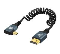 Thsucords Cavo a Spirale da 8K Micro HDMI a HDMI, 90 Gradi Angolo Sinistro,HDMI a Micro HDMI Maschio a Maschio, Supporta 8K @60 Hz, 4K @120 Hz, 48 Gbps, per GoPro Hero, Raspberry Pi 4(90cm)