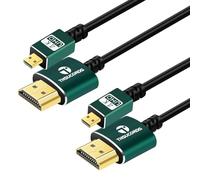 Thsucords Cavo sottile da micro HDMI a HDMI da 0,9 m, confezione da 2, ultra sottile e flessibile da micro HDMI tipo D a HDMI tipo A, supporta 3D/4K @60Hz/18gbps/2160P/1080P per GoPro Hero7/8/9