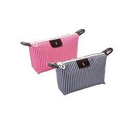 THTAJ Confezione da 2 trousse da viaggio per trucchi, trousse da toilette, borsa per cosmetici in nylon, borsa per il trucco rosa chiaro, borsa per la cura della pelle, piccola borsa per il trucco