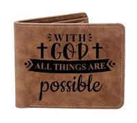 THTCSQ Christian Gifts Portafoglio in pelle con Dio All Things are Possible Portafoglio in pelle Bibbia Verso Fede Religioso Compleanno Natale per donne Uomini, Con Dio, Compleanno giorno