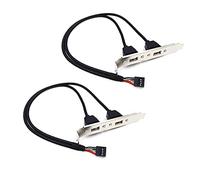 ThtRht Confezione da 2 schede madri 9 pin USB a doppio pannello posteriore USB2.0 connettore per cavo di prolunga per deflettore posteriore a 9 pin staffa di montaggio adattatore a 2 porte per telaio desktop PC case