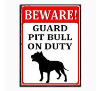 THUANCKY Targa in latta con scritta in inglese "Beware - Guard Pit Bull on Duty Dog", 15,2 x