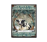 THUANCKY Targa in latta retrò Once Upon A Time There was A Girl Who Really Loved Cows That was Me The End for Man Cave Garage Bar Pub Home - 30,5 x 40,6 cm - Cornice in metallo