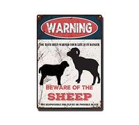 THUANCKY Targa in latta vintage con scritta "Beware of the Sheep", cartello di avvertimento in metallo per casa, bar, caffè, decorazione da parete retrò, 20,3 x 30,5 cm