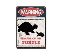 THUANCKY Targa in latta vintage con scritta "Beware of the Turtle", cartello di avvertimento in metallo per casa, bar, caffè, decorazione da parete retrò, 20 x 30 cm