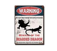 THUANCKY Targa in metallo vintage con scritta "Beware of the Bearded Dragon ", cartello di avvertimento in metallo per casa, bar, caffè, decorazione da parete retrò, 30,5 x 40,6 cm, targa in latta