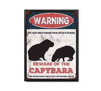 THUANCKY Targa in metallo vintage con scritta "Beware of the Capybara" in metallo, per casa, bar, caffè, decorazione da parete retrò, 30,5 x 40,6 cm, cornice in metallo