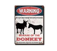 THUANCKY Targa in metallo vintage con scritta in lingua inglese "Beware of the Donkey", per casa, bar, caffè, decorazione da parete retrò, 30,5 x 40,6 cm