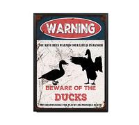 THUANCKY Targa in metallo vintage con scritta in lingua inglese "Beware of the Ducks", cartello di avvertimento per casa, bar, caffè, decorazione da parete retrò, 30,5 x 40,6 cm, cornice in metallo