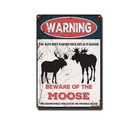THUANCKY Targa in metallo vintage con scritta in lingua inglese "Beware of the Moose", per casa, bar, caffè, decorazione da parete retrò, 20 x 30 cm