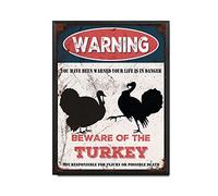 THUANCKY Targa in metallo vintage con scritta in lingua inglese "Beware of the Turkey", per casa, bar, caffè, decorazione da parete retrò, 30,5 x 40,6 cm, cornice in metallo