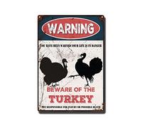THUANCKY Targa in metallo vintage con scritta in lingua inglese "Beware of the Turkey", per casa, bar, caffè, decorazione da parete retrò, 20 x 30 cm