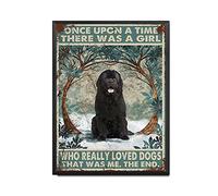 THUANCKY Targa retrò in latta "Once Upon A Time There was A Girl Who Really Loved Dogs That was Me", decorazione artistica da parete in alluminio, 30,5 x 40,6 cm, cornice in metallo