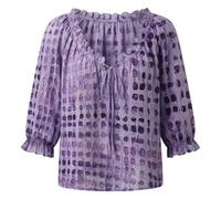 THUCHENYUC Camicette da Donna Estive Casual con Scollo A V E Pois, Maniche A 3/4, Magliette Larghe E Fluide, for Tutte Le età(Purple,3XL)