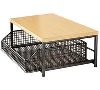 THUCHENYUC Organizzatore da Bancone della Cucina con Cassetto E Cestello in Filo Metallico, Robusto Ripiano in Legno Duro, Ripiano A 2 Livelli for Macchina da caffè Microonde Tostapane(Black)