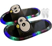 THUCHENYUC Pantofole Illuminate for Donne E Adulti, Scivoli LED Con Sensore Di Movimento E Occhi Di Cartone Animato, Suola Antiscivolo, Uso Interno Ed Esterno(Black,44-45)