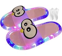 THUCHENYUC Pantofole Illuminate for Donne E Adulti, Scivoli LED Con Sensore Di Movimento E Occhi Di Cartone Animato, Suola Antiscivolo, Uso Interno Ed Esterno(Pink,36-37)