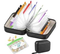 THUCHENYUC Set Portapillole Impermeabile, Set Portapillole Impermeabile A8 - 14 Sacchetti Interni, 14 Buste Con Codice Colore, Custodia Riutilizzabile Con Cerniera A Tenuta Stagna(Black)
