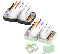 THUCHENYUC Set Portapillole Impermeabile, Set Portapillole Impermeabile A8 - 14 Sacchetti Interni, 14 Buste Con Codice Colore, Custodia Riutilizzabile Con Cerniera A Tenuta Stagna(Black+Green)