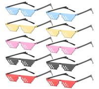 Thug Life - 10 occhiali da sole a mosaico, per feste, occhiali da sole MLG Fun Occhiali da sole unisex, set di occhiali da sole ideali per feste e travestimenti, colorati