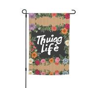 Thug Life - Bandiera da giardino con fiori, 30,5 x 45,7 cm, resistente stampa su entrambi i lati, in poliestere, decorativa per cortile, patio e balcone
