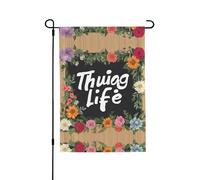Thug Life - Bandiera da giardino double-face, 71,1 x 101,6 cm (leggera), vivace stampa su tutta la superficie, decorazione per cortile, giardino, terrazza o portico