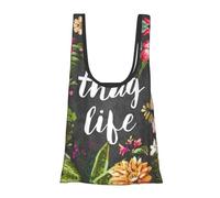 Thug Life - Borsa per la spesa, pieghevole, riutilizzabile, leggera, per la spesa, viaggi, spiaggia, ecologica, compatta