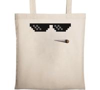 Thug Life - Borsa tote in cotone ecologico naturale, motivo: occhiali e giunture, beige, Beige, Taglia unica