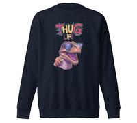 Thug Life - Felpa a girocollo con motivo dinosauro con occhiali da sole, Giacca blu navy., L