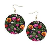 Thug Life - Orecchini da donna in pelle alla moda con fiori, 1 paio di orecchini leggeri stampati per piercing, idea regalo per donne e ragazze