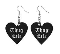 Thug Life - Orecchini pendenti in legno da donna