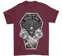 Thug Life Skulls - Maglietta da uomo, 100% cotone, Bordeaux, M