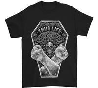 Thug Life Skulls - Maglietta da uomo, 100% cotone, Nero , S