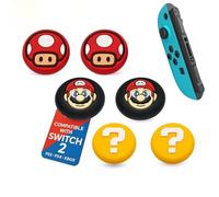 Thumb Grips in silicone per levette - Compatibili con Switch 2/PS4/PS5/Xbox - Antiscivolo e presa migliorata - Kit 6 pezzi (Rosso - Tema Arcade)