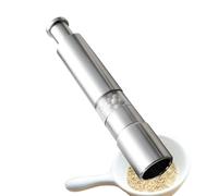 Thumb Press Pepper Grinder, Travel Pepper Shaker, Cumin Mill with Push Button Design, Portable Salt Grinder for Home, Camping, Outdoor, 1.06×6.02 Inches, Silver