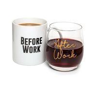 Thumbs Up Before Work, After Work Mug & Wine Mug & Glass Set
