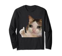 Thumbs Up Crying Cat Pollice Alto Gatto Che Piange Maglia a Manica