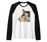 Thumbs Up Crying Cat Pollice Alto Gatto Che Piange Maglia con Maniche Raglan