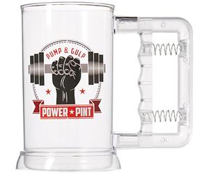 Thumbs Up! HT-POWERPNT Bicchiere da Birra Power Pint Glass, Plastica, Transparente, 15.5 x 15.5 x 10 cm