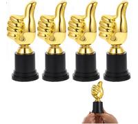 Thumbs Up Trofeo Premio,4 Pezzi Trofeo Mini Coppa in Plastica Oro con Design "Pollice Su", Premio per Sport, Scuola, Competizioni, Cerimonie, Feste Motivazionali per Bambini e Adulti