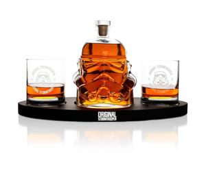 ThumbsUp! Set decanter originale Stormtrooper con 2 bicchieri da whisky 3D, per whisky, bourbon, scotch e gin, decanter da 750 ml con sigillo in sughero originale, bicchieri da 300 ml, regalo di