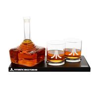 ThumbsUp! Set di decanter per joystick con 2 bicchieri da whisky Atari Action Button e vassoio CX78+ Games Pad, per whisky, scotch e gin, decanter da 750 ml, bicchieri da 300 ml, regalo di compleanno