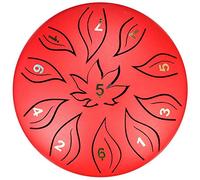 Thumue tamburo in acciaio 6 pollici 11 note percussione strumento, con borsa, libro musicale, mazze for la meditazione yoga intrattenimento educazione musicale (Color : Red)